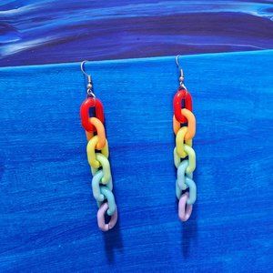 Rainbow Chain Link Earrings